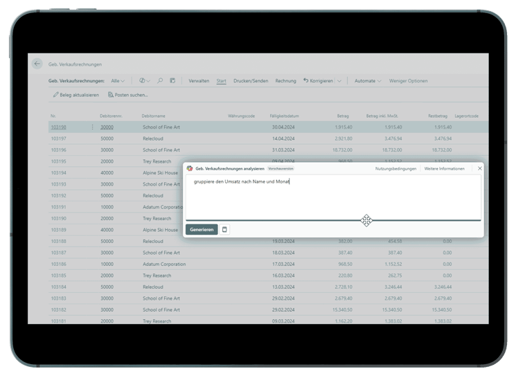 Business Central_Copilot in gebuchter Verkaufsrechnung